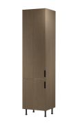 Küchenschrank | 2 Drehtüren | Farbe: Eiche Baltic Storm | 1 Fach | 60 x 58 x 247 cm | Soft-Close Funktion | für Einbau eines Kühlschranks | Türanschlag: Links