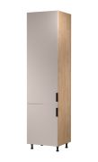 Küchenschrank | 2 Drehtüren | Farbe: Eiche Puccini / Beige | 1 Fach | 60 x 58 x 247 cm | Soft-Close Funktion | für Einbau eines Kühlschranks | Türanschlag: Links