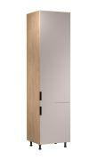 Küchenschrank | 2 Drehtüren | Farbe: Eiche Puccini / Beige | 1 Fach | 60 x 58 x 247 cm | Soft-Close Funktion | für Einbau eines Kühlschranks | Türanschlag: Rechts