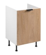 Spülenunterschrank | 1 Schublade | Farbe: Weiß / Eiche Puccini | inkl. Abfallsortierbehälter 2 x 15 Liter | Soft-Close Funktion | 60 x 52 x 87 cm | verstellbare Beine