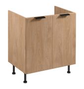 Spülenunterschrank | 2 Drehtüren | Farbe: Eiche Puccini | Soft-Close Funktion | 1 Fach | 80 x 52 x 87 cm | Metallgriffe | für Einbau eines Waschbeckens