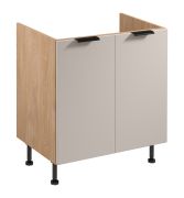 Spülenunterschrank | 2 Drehtüren | Farbe: Eiche Puccini / Beige | Soft-Close Funktion | 1 Fach | 80 x 52 x 87 cm | Metallgriffe | für Einbau eines Waschbeckens