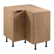 Küchenunterschrank / Eckunterschrank | 2 Drehtüren | Farbe: Eiche Puccini | Soft-Close Funktion | 2 Fächer | 84 x 84 x 87 cm | verstellbare Beine | Metallgriffe