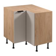 Küchenunterschrank / Eckunterschrank | 2 Drehtüren | Farbe: Eiche Puccini / Beige | Soft-Close Funktion | 2 Fächer | 84 x 84 x 87 cm | verstellbare Beine | Metallgriffe