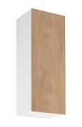 Küchenhängeschrank | 1 Drehtür | Farbe: Weiß / Eiche Puccini | Soft-Close Funktion | 3 Fächer | 40 x 32 x 100 cm | schmal | Türanschlag: Links