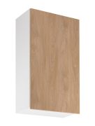 Küchenhängeschrank | 1 Drehtür | Farbe: Weiß / Eiche Puccini | Soft-Close Funktion | 3 Fächer | 60 x 32 x 100 cm | hochwertig Verarbeitet | Türanschlag: Links