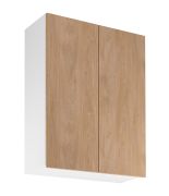 Küchenhängeschrank | 2 Drehtüren | Farbe: Weiß / Eiche Puccini | Soft-Close Funktion | 3 Fächer | 80 x 32 x 100 cm | hochwertig Verarbeitet