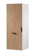 Küchenaufsatzschrank | 1 Drehtür | 1 Falt-Lifttür | funktional und stilvoll | Farbe: Weiß / Eiche Puccini | 4 Fächer | 60 x 58 x 158 cm | Metallgriffe | Türanschlag: Links