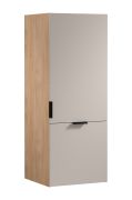 Küchenaufsatzschrank | 1 Drehtür | 1 Falt-Lifttür | funktional und stilvoll | Farbe: Eiche Puccini / Beige | 4 Fächer | 60 x 58 x 158 cm | Metallgriffe | Türanschlag: Rechts