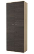 Drehtürenschrank / Kleiderschrank | Eiche / Esche | Mourne 01 | 201 x 80 x 51 cm | 2 Türen | 2 Fächer | robust | Holzoptik | schmale Griffe | eckig