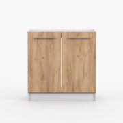 Spülenunterschrank / Drehtürenschrank | Braun / Weiß | Parnassus  10 | 1 Fach | 2 Türen | Griffe: Metall | 81,5 x 80 x 46 cm | Front in Holzoptik