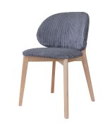 Polsterstuhl mit Cord Stoff Doustre 03, Farbe: Grau, aus massiven Buchenholz, Maße: 79 x 51 x 46 cm, bequeme gepolstert, schlichtes und elegantes Design