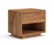 Nachtkommode | Massivholz | Eichenholz geölt | Push-to-open Funktion | 1 Schublade | 1 offenes Fach | 50 x 39 x 45 cm | Soft-Close Funktion
