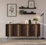 Kommode | Farbe: Eiche Dunin | inkl. LED-Beleuchtung | 183 x 40 x 83 cm | 4 Türen | Soft-Close Funktion | 8 Fächer | schlanke Metallbeine | Sideboard