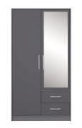 Kleiderschrank mit schlichten Design Hannut 40, Farbe: Anthrazit - Abmessungen: 190 x 100 x 56 cm (H x B x T)