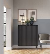 Kommode mit sechs Fächern Worthing 46, Farbe: Schwarz / Gold - Abmessungen: 125 x 104 x 39 cm (H x B x T)