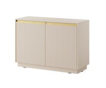 Kommode mit zwei Türen Finghall 05, Farbe: Beige, Maße: 71,6 x 103,5 x 39 cm, vier Fächer, Soft-Close-Funktion, ABS-Kantenschutz, mit gerillter Front