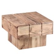 Massiver Beistelltisch aus Akazie Vollholz, Farbe: Akazie - Abmessungen: 30 x 44 x 44 cm (H x B x T), mit einzigartiger Maserung