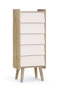 Babyzimmer Kommode | Farbe: Beige / Eiche Cremona | 5 Schubladen | Maße: 50 x 39 x 127,5 cm | ABS-Kanten | Push-to-open Funktion | Kinderzimmer