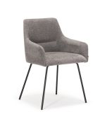Esszimmerstuhl gepolstert | Farbe: Grau / Schwarz | gute Verarbeitung | Chenille-Stoff | Maße: 53 x 55 x 82 cm | Rutschfeste Füße | robuste Konstruktion