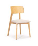 Esszimmerstuhl | gepolsterte Sitzfläche | Farbe: Eiche / Beige | Bouclé-Struktur |  pflegeleicht | haustierfreundlich | Maße: 47 x 50 x 80 cm | hochwertiger Stoff