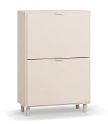 Schuhschrank | zwei Kipptüren | Farbe: Beige | 6 Fächer | Maße: 65 x 32 x 99 cm | Beine: Beige | Platz für mehrere Paar Schuhe | für den Vorraum