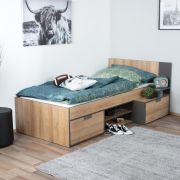 Kinderbett / Jugendbett Sprimont 13, Farbe: Grau / Eiche - 90 x 200 cm (B x L)