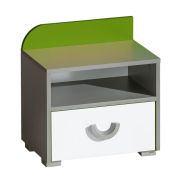 Jugendzimmer - Nachtkästchen Klemens 12, Farbe: Grün / Weiß / Grau - Abmessungen: 47 x 45 x 31 cm (H x B x T)