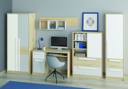 Jugendzimmer Set D Greeley, 8-teilig, Farbe: Buche / Weiß / Hellgrau