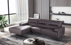 Echtleder Premium Ecksofa Lucca, Farbe: Nougathell