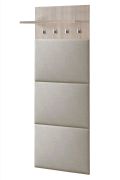 Garderobe mit modernen Design Bratteli 17, Farbe: Eiche Sonoma, Polsterung: Beige, vier Haken, ein Ablageboden, Maße: 157 x 60 x 28 cm