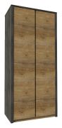 Drehtürenschrank / Kleiderschrank Selun 05, Farbe: Eiche Dunkelbraun / Grau - 197 x 90 x 53 cm (H x B x T)