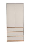 Drehtürenschrank / Kleiderschrank | 1 Kleiderstange | 3 Schubladen | Kaschmir / Eiche Artisan | 93,5 x 52 x 205 cm | 2 Türen | für Schlafzimmer