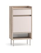 Kommode | Soft-Close-Funktion | Farbe: Eiche Cremona / Kaschmir | eine Schublade | Maße: 50 x 34 x 95 cm | Soft-Close-Funktion | 3 Fächer | Metallbeine
