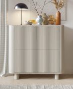 Kommode | 4 Drehtüren | Push-to-open Funktion | Kaschmir | 8 Fächer | 100 x 40 x 100 cm | Push-to-open Funktion | Lamellen Front | für Wohnzimmer