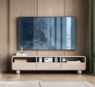 TV-Unterschrank Denali 02 | Farbe: Kaschmir | Maße: 180 x 39 x 44 | 3 Kabeldurchführungen | 3 Fächer | 3 Schubladen | ABS-Schutzkanten | Push-to-open