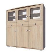 Vitrine Rabaul 15, Farbe: Sonoma Eiche - Abmessungen: 152 x 160 x 40 cm (H x B x T)