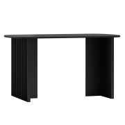 Esstisch in Schwarz, 76 x 140 x 80 cm, breite elegante Tischbeine mit Lamellen, sehr stabil und langlebig, ABS-Kanten, exakt verarbeitet