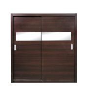 Schiebetürenschrank / Kleiderschrank Sepatan 06, Farbe: Wenge - Abmessungen: 210 x 180 x 60 cm (H x B x T)