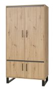 Drehtürenschrank / Kleiderschrank Kanel 01, Farbe: Eiche / Anthrazit - Abmessungen: 195 x 80 x 51 cm (H x B x T)