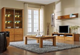 Wohnzimmer Komplett - Set C Jussara, 4 - teilig, teilmassiv, Farbe: Bernstein