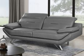Echtleder Premium Couch Padova, 2-Sitz Sofa, Farbe: Auster-grau