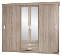 Schiebetürenschrank / Kleiderschrank Kikori 13, Farbe: Sonoma Eiche - Abmessungen: 210 x 230 x 62 cm (H x B x T)