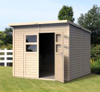 Gerätehaus Freiberg 03 inkl. Fußboden, Naturbelassen - 19 mm Elementgartenhaus, Nutzfläche: 5,83 m², Pultdach