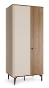 Kleiderschrank | Nuss/Kaschmir | 88 x 52 x 190 cm | 2-türiger Schrank | ABS-Kanten | 2 Türen | 2 Kleiderstangen | 5 Einlegeböden | Belladere 01