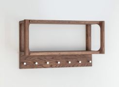 Garderobe | Farbe: Tabacco | Massivholz | Eichenholz geölt | 7 Haken | mit Ablage | 63 x 22 x 36 cm | Seille 20