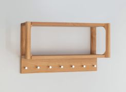 Garderobe | Massivholz | Eichenholz geölt | 7 Haken | mit Ablage | Farbe: Eiche | 63 x 22 x 36 cm | Seille 20
