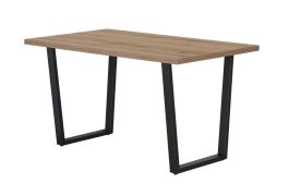 Esstisch Ourense 04 in Eiche Artisan, Tischplatte 160 x 90 cm, schwarze U-förmige Metallbeine, ABS-Kanten, robuste Oberfläche