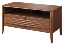 Kleiner TV-Unterschrank Gorica 12, in Eiche Rustikal, 56 x 111 x 50 cm, Soft Close System, teilmassiv, mit 2 Schubladen