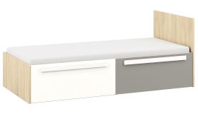 Kinderbett / Jugendbett Greeley 17, Farbe: Buche / Weiß / Platingrau - Liegefläche: 90 x 200 cm (B x L), mit 2 Schubladen